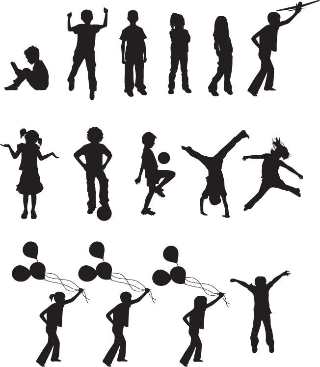 free vector Free Vector Children Silhouettes